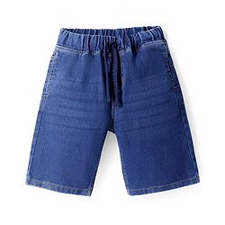 Pine Kids Woven Knee Length Solid Colour Shorts - Navy Blue