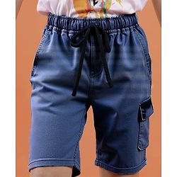 Pine Kids Woven Knee Length Solid Shorts - Navy Blue