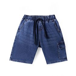 Pine Kids Woven Knee Length Solid Shorts - Navy Blue