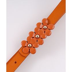 Pine Kids Belt with Floral Applique - Brown