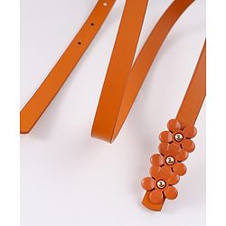 Pine Kids Belt with Floral Applique - Brown