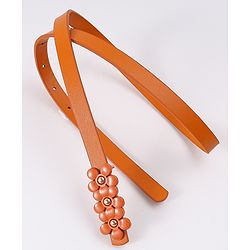 Pine Kids Belt with Floral Applique - Brown