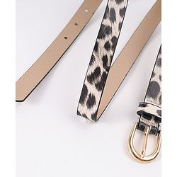 Pine Kids Belt with Leopard Print - Khaki
