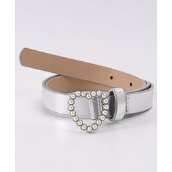 Pine Kids Belt with Heart Applique - Silver