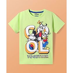 Pine Kids Disney Single Jersey Knit Half Sleeves T-Shirt with Mickey Mouse & Friends Graphics Pack of 3 - Light Green Blue & White