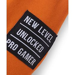 Pine Kids Knit Full Length Lounge Pant With Text Patch - Dark Orange