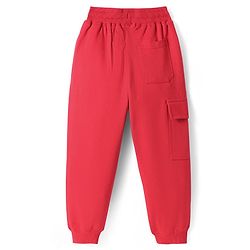 Pine Kids Cotton Knit Full Length Lounge Pants With Racer Text Print - Red