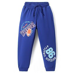 Pine Kids Knit Full Length Lounge Pants with Text Print - Blue
