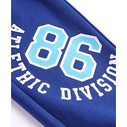 Pine Kids Knit Full Length Lounge Pants with Text Print - Blue