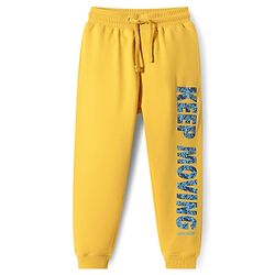 Pine Kids Knit Full Length Lounge Pant With Text Print - Golden