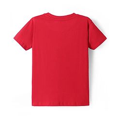 Pine Kids Cotton Knit Half Sleeves T-Shirt With Aircraft Text Print - Red