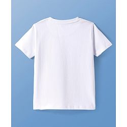Pine Kids Cotton Knit Half Sleeves T-Shirt With Motocross Print - White