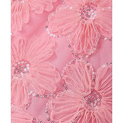 Pine Kids Woven Half Sleeves Sequined & Flower Applique Party Wear Dress - Pink