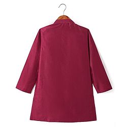 Pine Kids Woven Full Sleeves Floral Printed Kurta Pyjama Set with Emboroidered Nehru Jacket - Maroon
