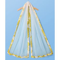 Pine Kids Woven Sleeveless Sequins Detailing Choli with Floral Printed Lehenga & Dupatta Set - Mustard & White