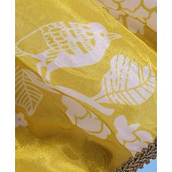 Pine Kids Woven Sleeveless Sequins Detailing Choli with Floral Printed Lehenga & Dupatta Set - Mustard & White