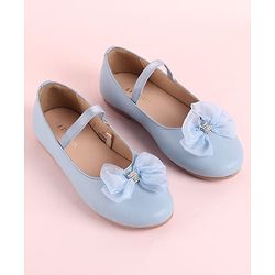 Pine Kids Slip On Ballerina with Bow Applique - Sky Blue