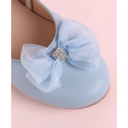 Pine Kids Slip On Ballerina with Bow Applique - Sky Blue