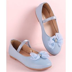 Pine Kids Slip On Ballerina with Bow Applique - Sky Blue