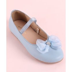 Pine Kids Slip On Ballerina with Bow Applique - Sky Blue
