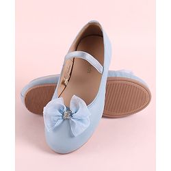 Pine Kids Slip On Ballerina with Bow Applique - Sky Blue