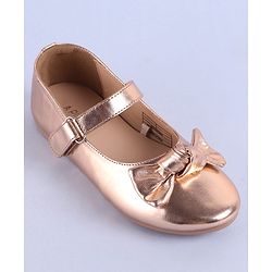 Pine Kids Velcro Closure Ballerina with Bow Applique - Golden