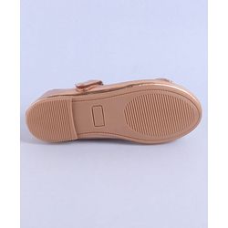Pine Kids Velcro Closure Ballerina with Bow Applique - Golden