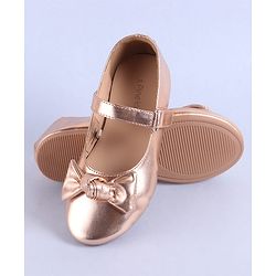 Pine Kids Velcro Closure Ballerina with Bow Applique - Golden