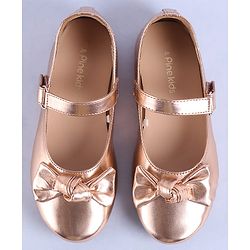 Pine Kids Velcro Closure Ballerina with Bow Applique - Golden