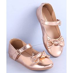Pine Kids Velcro Closure Ballerina with Bow Applique - Golden