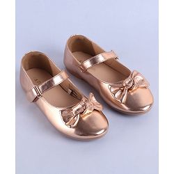 Pine Kids Velcro Closure Ballerina with Bow Applique - Golden