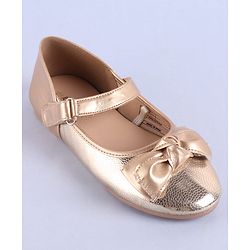 Pine Kids Velcro Closure Ballerina with Bow Applique - Rose Gold