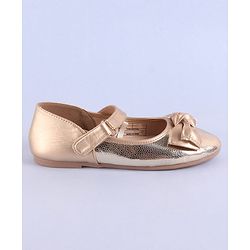 Pine Kids Velcro Closure Ballerina with Bow Applique - Rose Gold
