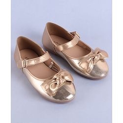 Pine Kids Velcro Closure Ballerina with Bow Applique - Rose Gold
