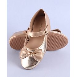 Pine Kids Velcro Closure Ballerina with Bow Applique - Rose Gold
