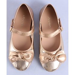 Pine Kids Velcro Closure Ballerina with Bow Applique - Rose Gold