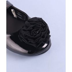 Pine Kids Velcro Closure Ballerina with Floral Applique - Black