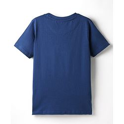 Pine Kids Cotton Knit Half Sleeves Cut & Sew T-Shirt with Patch Detailing - Navy Blue