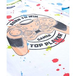 Pine Kids Cotton Knit Half Sleeves T-Shirt With Born To Win Text Print - White