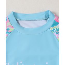 Pine Active Half Sleeves Printed Two Piece Swimsuit - Blue