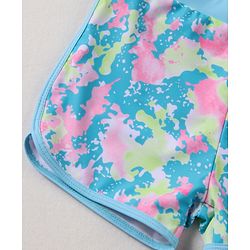 Pine Active Half Sleeves Printed Two Piece Swimsuit - Blue
