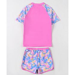 Pine Active Half Sleeves Printed Two Piece Swimsuit - Pink