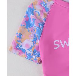 Pine Active Half Sleeves Printed Two Piece Swimsuit - Pink