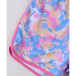 Pine Active Half Sleeves Printed Two Piece Swimsuit - Pink