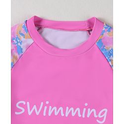 Pine Active Half Sleeves Printed Two Piece Swimsuit - Pink