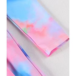 Pine Kids Full Sleeves Frock Style Swimsuit Tie  & Dye Print - Multicolor