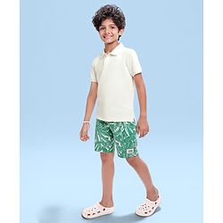 Pine Kids Cotton Knit Half Sleeves Solid Color Polo T-Shirt - White