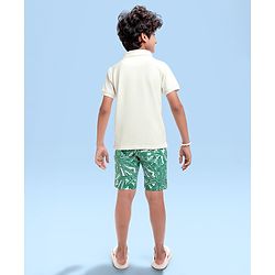 Pine Kids Cotton Knit Half Sleeves Solid Color Polo T-Shirt - White