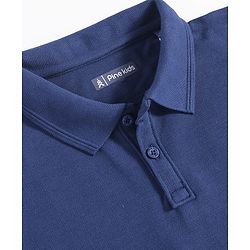 Pine Kids Cotton Knit Half Sleeves Solid Color Polo T-Shirt - Navy Blue