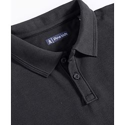 Pine Kids Cotton Knit Half Sleeves Solid Color Polo T-Shirt - Navy Blue